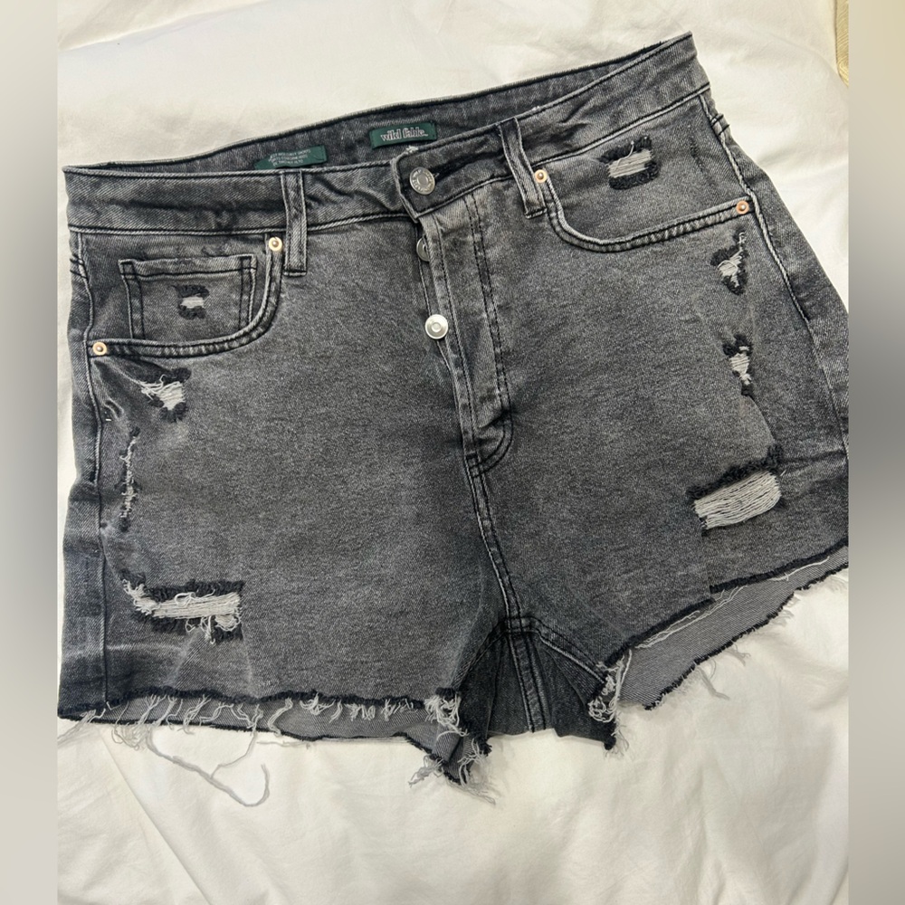 wild fable Distressed Washed Black Denim Shorts